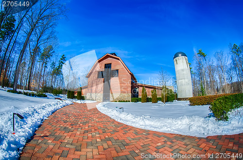 Image of snow around billy graham library after winter storm