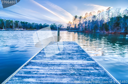 Image of sunset over lake wylie at a dock