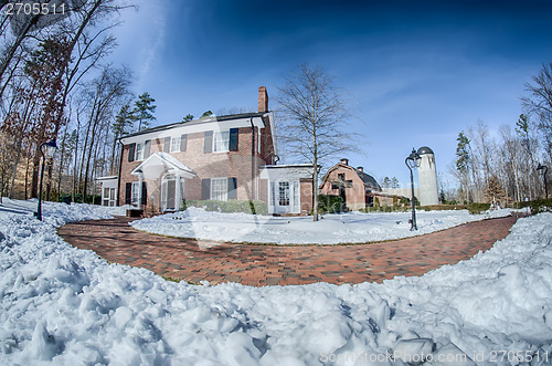 Image of snow around billy graham library after winter storm