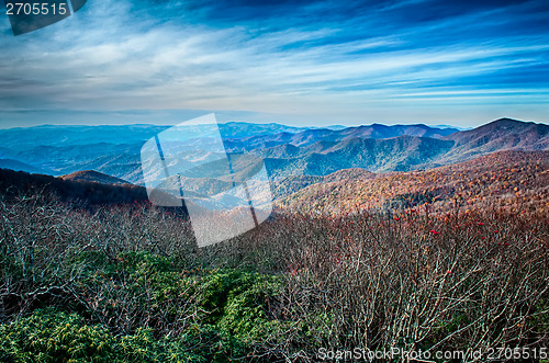 Image of sunset view over blue ridge mountains