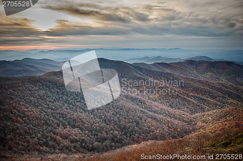 Image of sunset view over blue ridge mountains