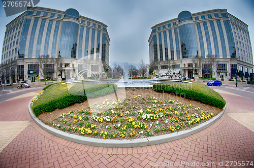 Image of center fountain piece in piedmont plaza charlotte nc