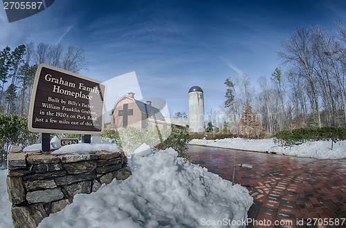 Image of snow around billy graham library after winter storm