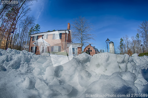 Image of snow around billy graham library after winter storm