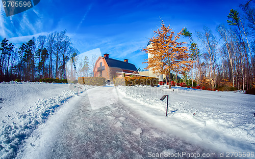 Image of snow around billy graham library after winter storm