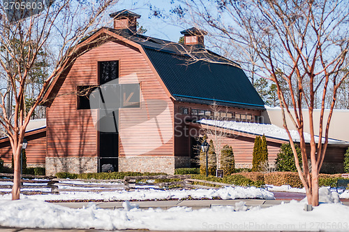 Image of snow covered landscape at billy graham free library