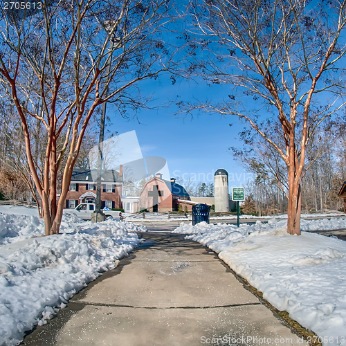 Image of snow around billy graham library after winter storm