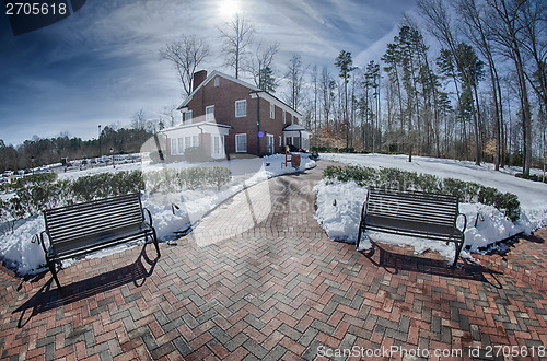 Image of snow around billy graham library after winter storm