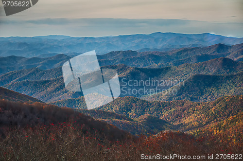 Image of sunset view over blue ridge mountains