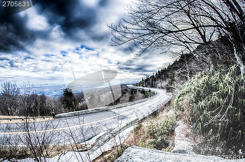 Image of linn cove viaduct winter scenery