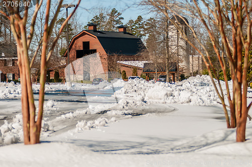 Image of snow covered landscape at billy graham free library