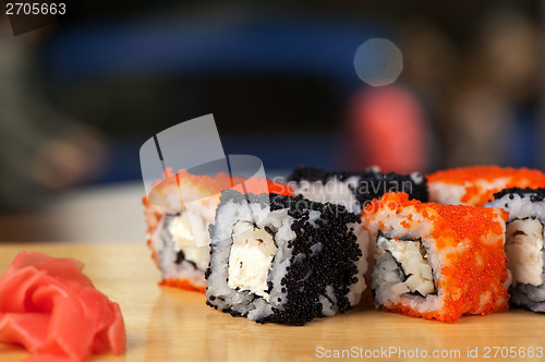 Image of tobico sushi rolls