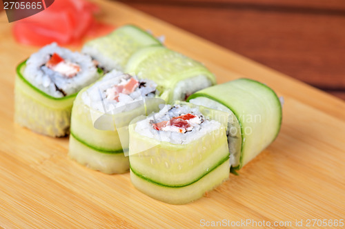 Image of cucumber sushi rolls