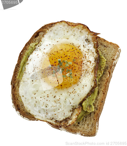 Image of Avocado Sandwich With Fried Egg. 