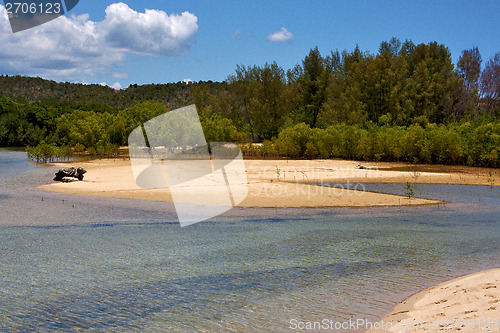 Image of   the    lagoon   coastline nosy iranja