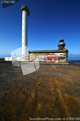Image of lighthouse and arrecife uise lanzarote spain