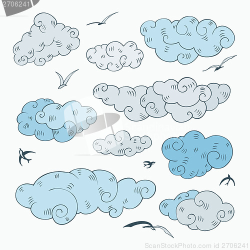 Image of Vintage clouds set.