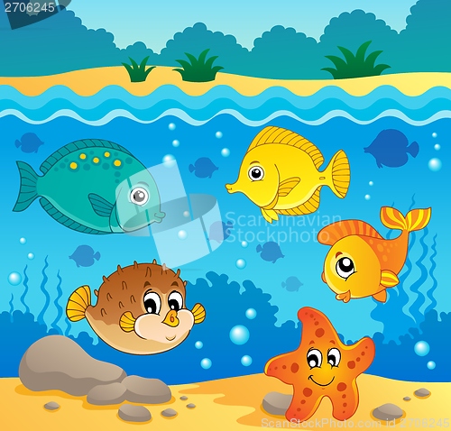 Image of Underwater ocean fauna theme 4