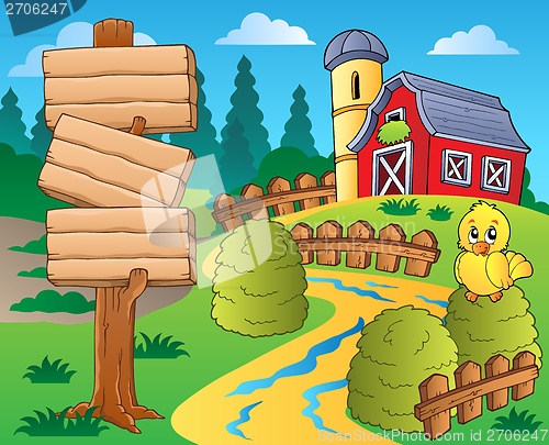 Image of Farm theme with red barn 1