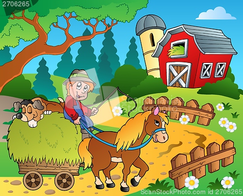 Image of Farm theme with red barn 8