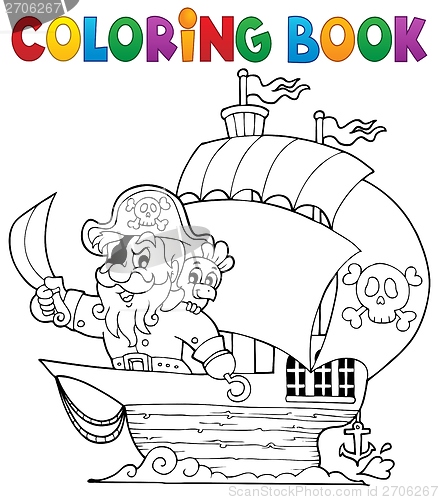 Image of Coloring book ship with pirate 1