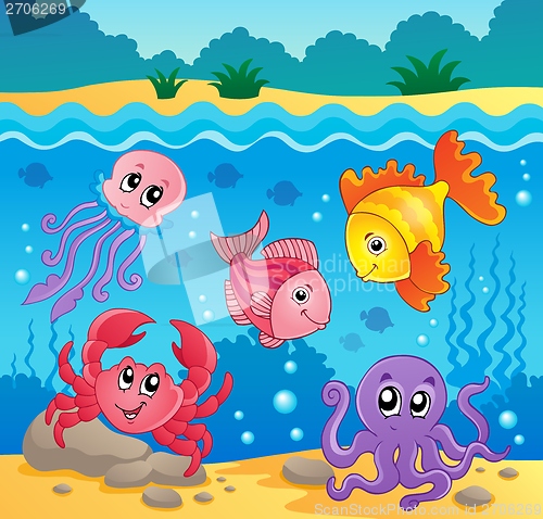 Image of Underwater ocean fauna theme 5