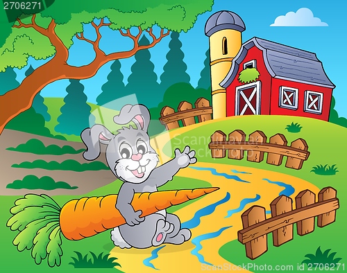 Image of Farm theme with red barn 2