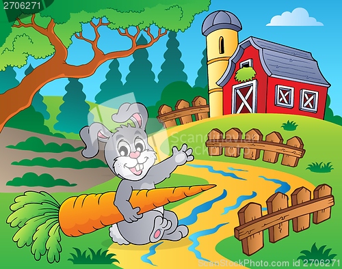 Image of Farm theme with red barn 2