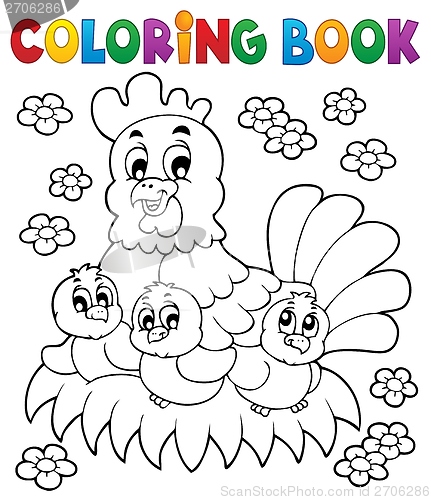 Image of Coloring book chicken theme 1