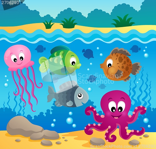 Image of Underwater ocean fauna theme 1