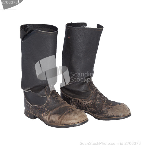 Image of Old tarpaulin military boots 
