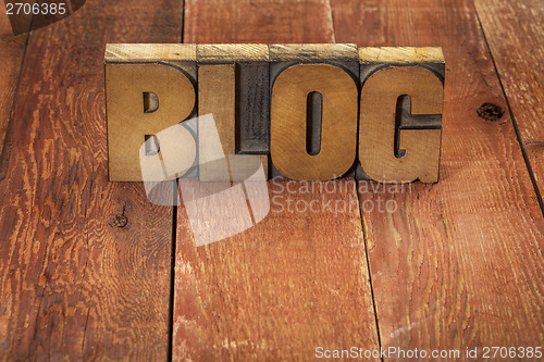 Image of blog word in wood type