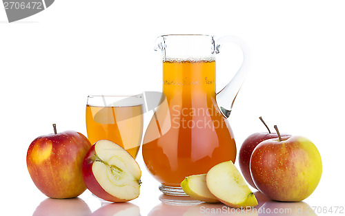 Image of Fresh apples, glass with juice