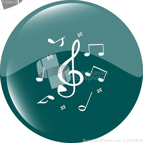 Image of music round glossy web icon on white background