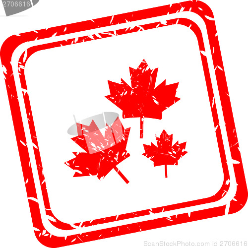 Image of Stylized maple leaf. red web stamp icon