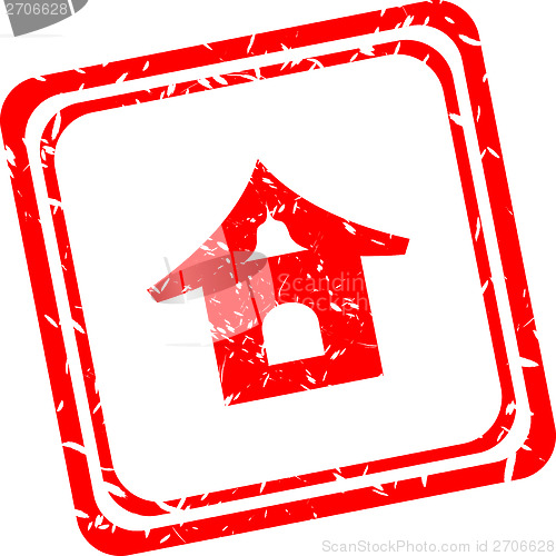 Image of Smart home sign icon. Smart house button. Remote control. Red stamp