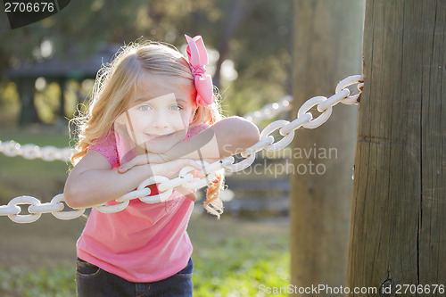 Image of Cute Young Girl Portrait at the Park