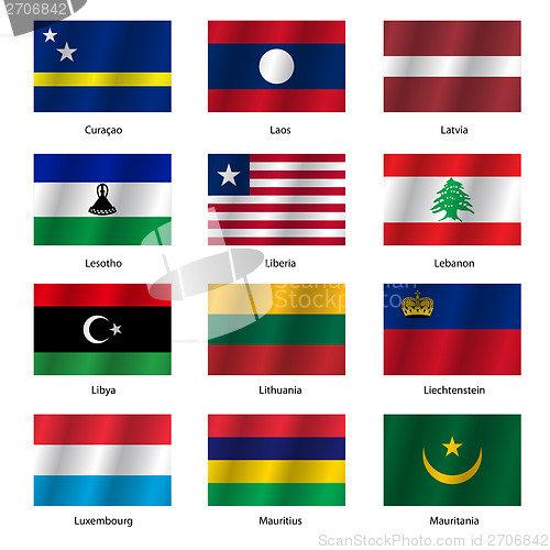 Image of Set  Flags of world sovereign states. Vector illustration. 