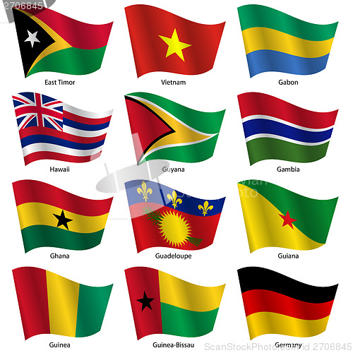 Image of Set  Flags of world sovereign states. Vector illustration. 