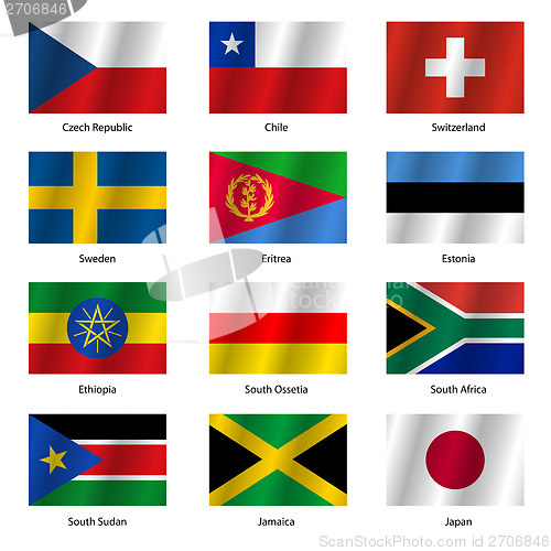 Image of Set  Flags of world sovereign states. Vector illustration. 