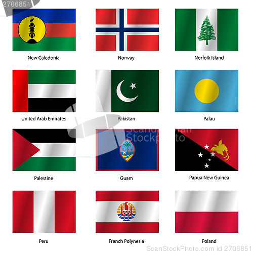 Image of Set  Flags of world sovereign states. Vector illustration.