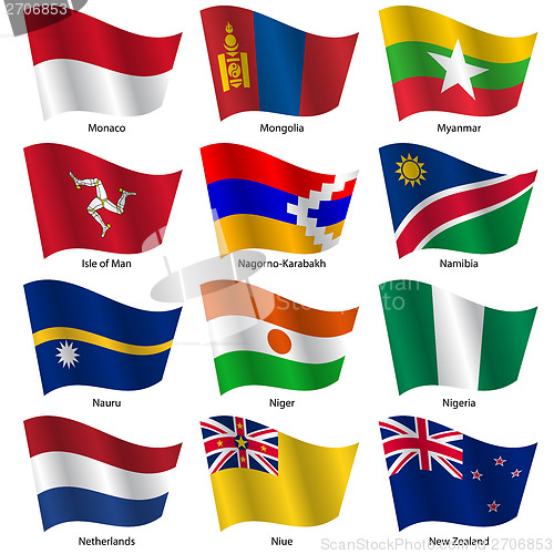 Image of Set  Flags of world sovereign states. Vector illustration. 