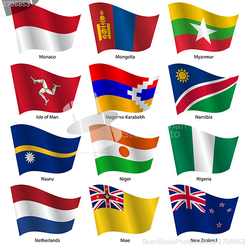 Image of Set  Flags of world sovereign states. Vector illustration. 