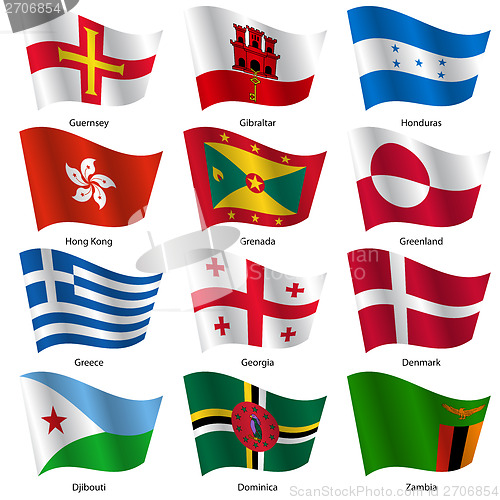 Image of Set  Flags of world sovereign states. Vector illustration. 