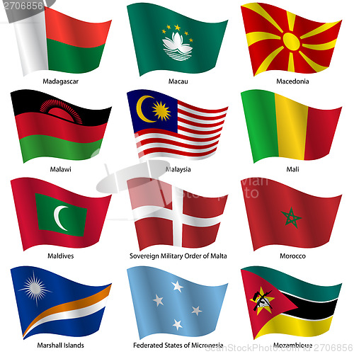 Image of Set  Flags of world sovereign states. Vector illustration. 