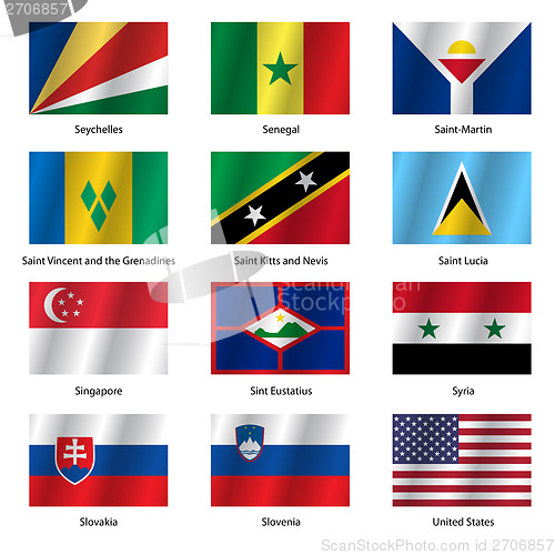 Image of Set  Flags of world sovereign states. Vector illustration. 