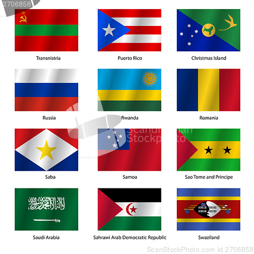 Image of Set  Flags of world sovereign states. Vector illustration. 