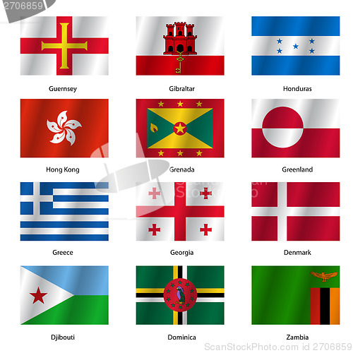 Image of Set  Flags of world sovereign states. Vector illustration. 