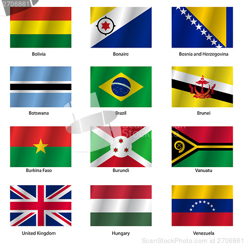 Image of Set  Flags of world sovereign states. Vector illustration. 