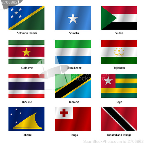 Image of Set  Flags of world sovereign states. Vector illustration. 